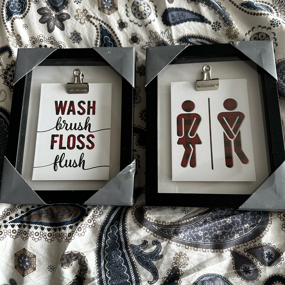 Black Framed Bathroom Wall Art Set